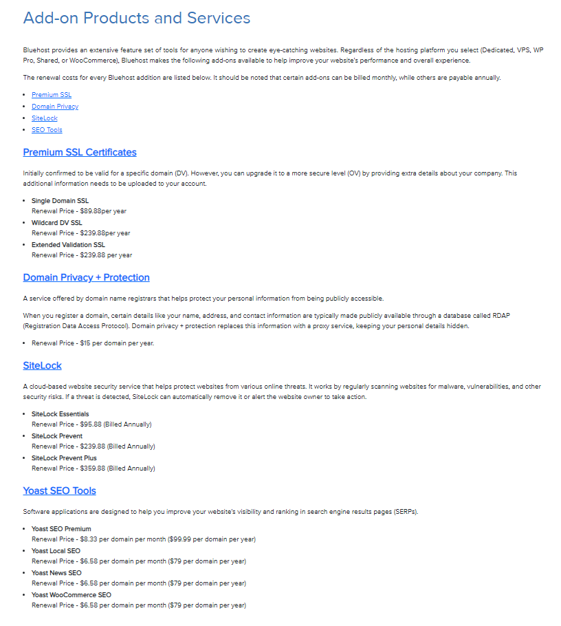 Bluehost Addons