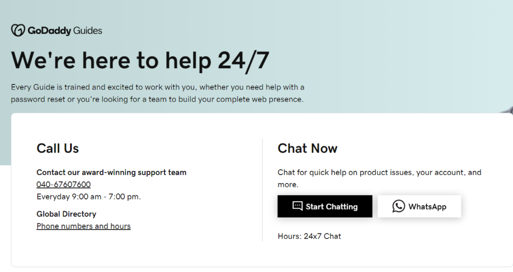 Goaddy Customer support