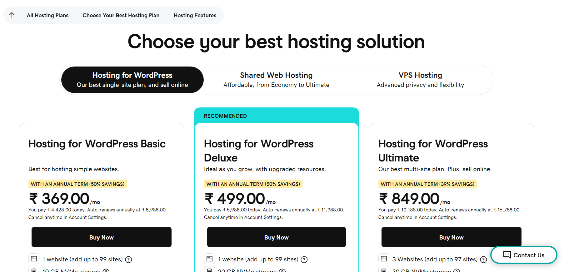godaddy hosting plans details