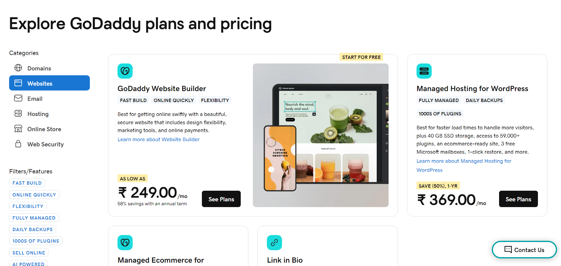godaddy hosting pricing