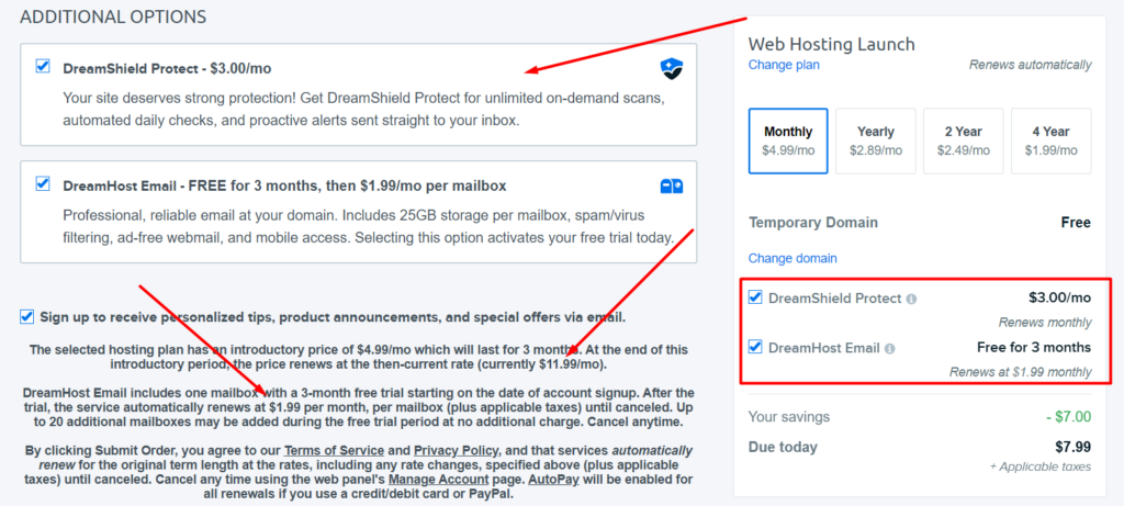 DreamHost Hidden Cost and Addons