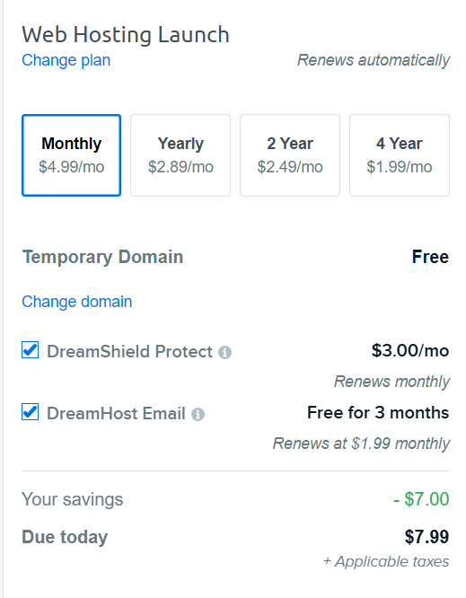 DreamHost Hosting Renew