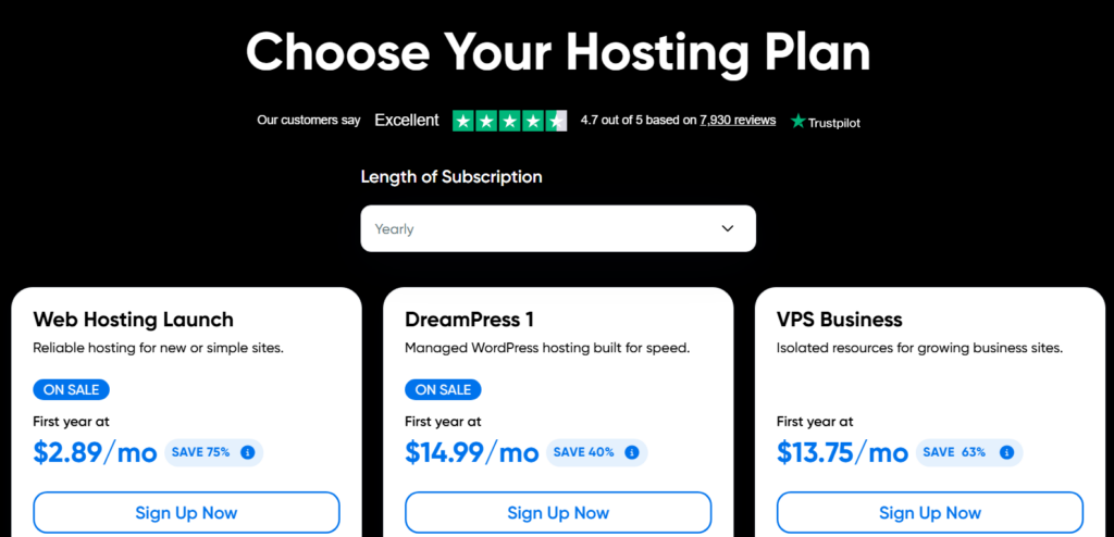 DreamHost Pricing