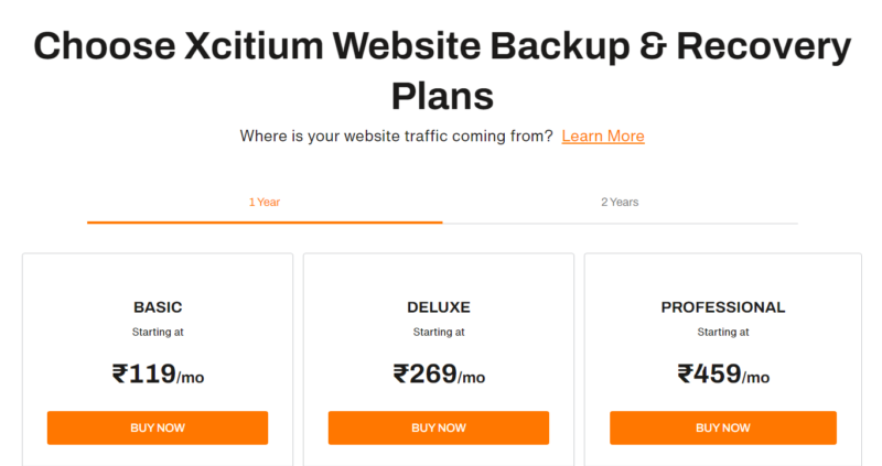 Bigrock Backup addon Cost