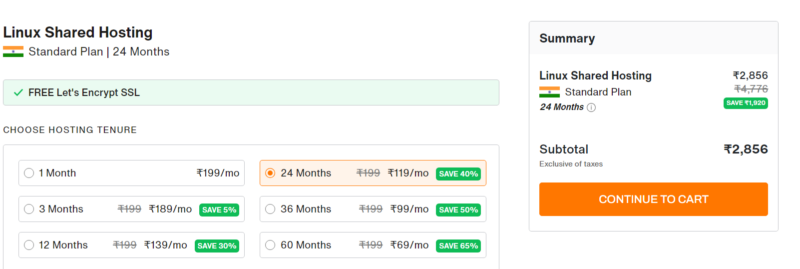 Bigrock Hosting Renewal cost