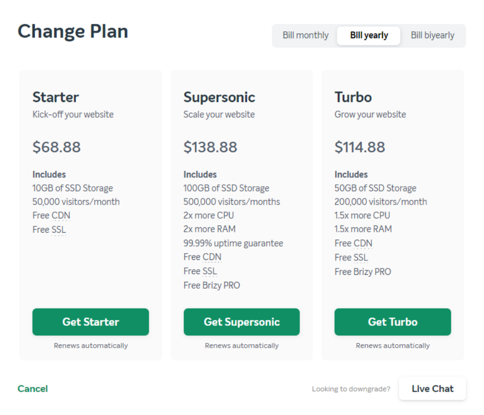 EasyWP upgrade plan