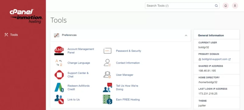 Inmotion cPanel
